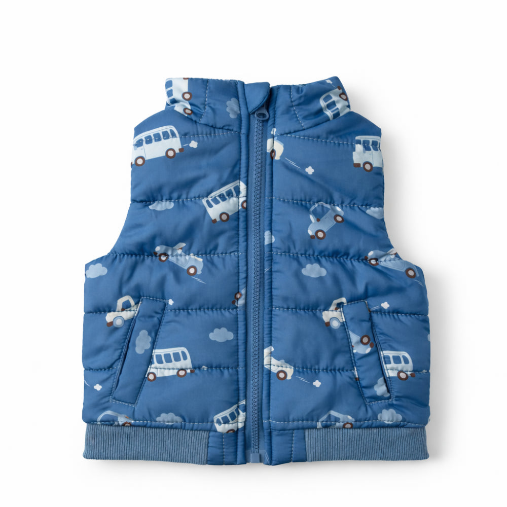 Tiny Tales Baby Puffer Vest - ON THE ROAD